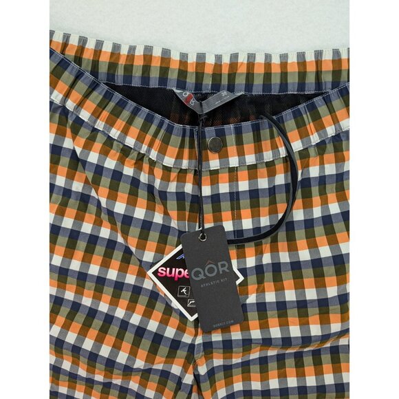QOR Men's Swim Shorts Trunks Size 36 Blue Green Orange Plaid NEW - Picture 4 of 10